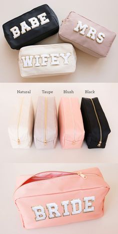 four different types of personalized makeup bags