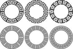 four circular designs in black and white, each with an ornament design on the center