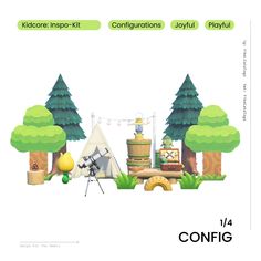 an image of a tent and trees with the words config written below it