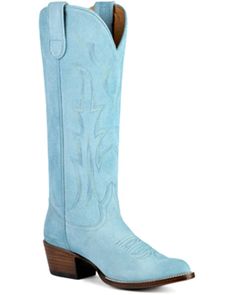 Leather upper Leather outsole with rubber heel cap Light Blue Cowboy Boots, Blue Cowboy Boots, Rodeo Boots, Pointed Boots, Womens Work Boots, Womens Cowgirl Boots, Ariat Boots, Western Boots For Men, Hiking Boots Women