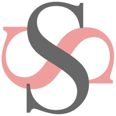 the letter s is made up of grey and pink letters, with an oval shape