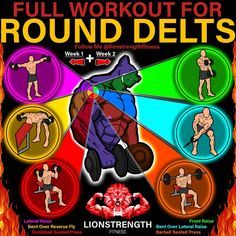 a poster with the words full workout for round delts and an image of a man doing