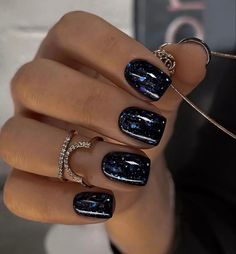 Short Gel Nails, Glitter Gel Nails, Her Nails, Makijaż Smokey Eye, Blue Nail, Hair Skin Nails, Classy Nails, Fancy Nails