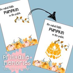 two printable pumpkins are shown on the front and back of this card