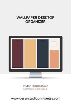 a desktop computer screen with the word wallpaper desktop organizer on it's side