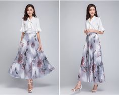 * A long skirt with elastic waist and beautiful prints. * A-line shape and wide hem, can make you look more taller and slimmer. * Made of pearl chiffon and fully lined. * Can custom make waist size and skirt length. * Material: 100% polyester * Size: True to US size, US 0-US 20 are available, you can let us know your usual size and height in your order. * Shipping: Free shipping Processing time : 5-7 Business days Delivery time : 7-20 Business days Tracking number available If you need rush orde Elegant A-line Bottoms With Floral Print, Spring Maxi Dress With Voluminous Flared Skirt, Floral Print A-line Maxi Dress With Flowy Skirt, Floral Print A-line Flowy Maxi Dress, Floral Print Full Maxi Skirt, Floral Print Full Maxi Skirt With Voluminous Fit, Flowy A-line Maxi Dress With Floral Print, Spring Maxi Dress With Flared Gathered Skirt, Spring Maxi Dress With Gathered Flared Skirt