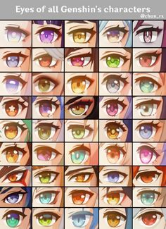 many different colored eyes are shown in the image, and there is no image to describe