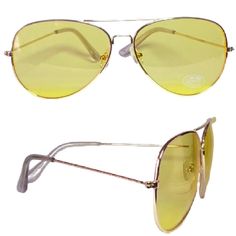 Classic Retro And Fashion Style Specially Designed, High Elasticity, And Durable, Flexible Arms And Nose Pad To Fit Different Face. Lightweight Design Is Ideal For Motorcycle And Cycling Bicycle, Driving, Running, Fishing, Racing, Skiing, Climbing, Trekking Or Other Outdoor Activities. Uv 400 Ultraviolet Protection Color Yellow Lens/Gold Frames Nwot Casual Yellow Aviator Sunglasses With Tinted Lenses, Casual Yellow Tinted Aviator Sunglasses, Casual Yellow Aviator Sunglasses With Uv Protection, Yellow Aviator Sunglasses With Gradient Lenses For Summer, Yellow Tinted Aviator Sunglasses For Summer, Summer Yellow Tinted Aviator Sunglasses, Trendy Yellow Aviator Sunglasses With Uv Protection, Yellow Aviator Sunglasses, Pink Rims