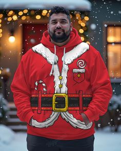 Want to be a Santa Claus? Get into this men's red hoodie, designed with a fun Santa Claus look! Perfect for adding a playful touch to your Christmas celebrations, this hoodie brings holiday cheer and a sense of humor to your cosplay games. Whether you're dressing up for a party or spread some Christmas vibes, this comfy hoodie is the way to go. Specifications: Style:Mens Hoodie Design: Santa Claus Cosplay, Red Fit:Loose Neckline: Hood Collar Sleeve Length:Long Sleeve Elasticity:Slightly Stretchy Plus Size Hoodie, Your Cosplay, Mens Hoodie, Red Fits, Christmas Santa Claus, Christmas Vibes, Hooded Tops, Comfy Hoodies, Red Hoodie