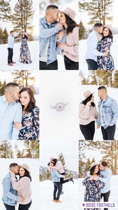 a man and woman kissing in the snow