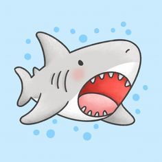 a drawing of a shark with its mouth open