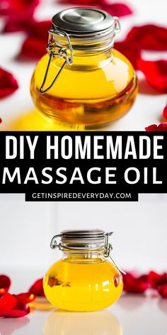 Message Oil Essential Oils, How To Make Massage Oil Recipe, Herbal Massage Oil Recipe, Message Oil Recipe, Diy Body Massage Oil, Body Massage Oil Recipe, Best Oil For Body Massage