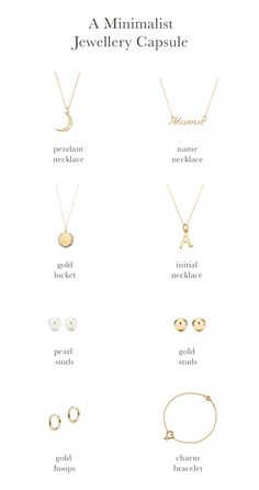 creating a minimalist jewellery capsule collection to compliment a simple, slower more sustainable wardrobe Minimalist Fashion Jewelry, Clean Girl Jewlrey, Capsule Jewellery Collection, Jewelry Accessories Minimalist, Gold Jewelry Capsule, Gold Jewelry Essentials, Simple Accessories Minimalist, How To Style Jewelry Accessories