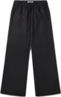 Black Linen Wide Leg Pants For Spring, Black Linen Wide-leg Pants, Black Wide Leg Pants With Elastic Waistband, Black Linen Wide Leg Bottoms, Black Linen Wide Leg Pants With Elastic Waistband, Black Linen Wide Leg Ankle-length Pants, Black Ankle-length Linen Wide Leg Pants, Black Linen Ankle-length Wide Leg Pants, Black Linen Wide Leg Pants