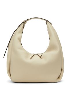 TOTEME: Off-White Belt Shoulder Bag | SSENSE Luxury Cream Shoulder Bag With Zipper Closure, Modern Cream Textured Leather Shoulder Bag, White Leather Hobo Bag With Zipper Closure, Modern Cream Shoulder Bag With Zipper Closure, Elegant Cream Hobo Bag With Zipper Closure, Modern White Hobo Bag With Gold-tone Hardware, Off White Belt, White Belt, Faux Suede