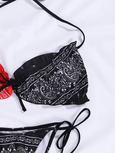 Description:Style:BohoColor:MulticolorPattern Type:PaisleyNeckline:HalterDetails:Lettuce TrimBra Type:TriangleBottom Type:Tie Side, ThongBody:YesChest pad:Yes,can be removedMaterial:PolyesterComposition:82% Polyester, 18% SpandexFabric:High Stretch Paisley Print Triangle Top Swimwear For Beach Season, Vacation Triangle Top Swimwear With Paisley Print, Red Floral Print Triangle Top Swimwear, Floral Print Adjustable Tie-side Swimwear, Bohemian V-neck Floral Print Swimwear, Plus Swimwear, Paisley Print, Paisley, Cover Up