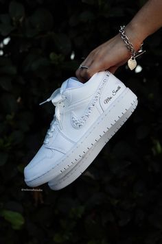 Wedding Sneakers for Bride Personalized Bridal Shoes Air Jordan 1 Rhin – solecraftstudio Sneakers For Bride, Wedding Sneakers For Bride, Bride Personalized, Bridal Sneakers, Crystals White, Wedding Converse, Wedding Sneakers, Wedding Hands, Bridal Elegance