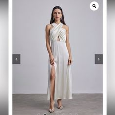 100%Silk White Silk Midi Dress For Evening, White Sleeveless Silk Party Dress, Summer Silk Dinner Dress, White Silk Satin Cocktail Dress, White Summer Midi Dress, White Dresses Online, Maxi Dress Silk, Silk Maison, Beaded Wedding Gowns