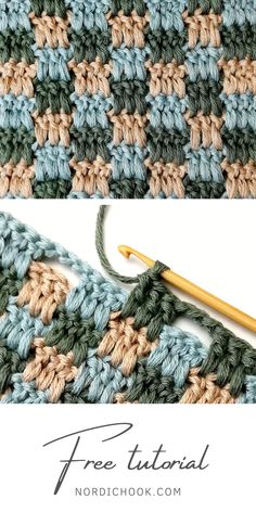 the crochet stitch is being worked on