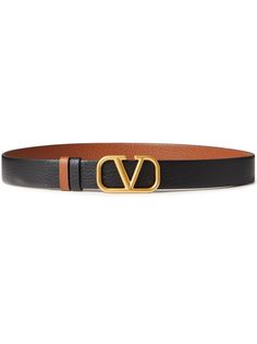 brown calf leather VLogo Signature buckle fastening gold-tone hardware reversible tonal stitching adjustable fit square ends Valentino Belt, Ways To Wear A Scarf, Saddle Brown, Reversible Belt, Black Belt, Valentino Garavani, Womens Scarves, Belt Buckles, Leather Belt