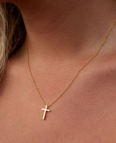 Dainty Cross Necklace For Everyday Wear, Simple Necklace With Delicate Chain And Cross Pendant, Simple Everyday Cross Pendant Necklace, Simple Everyday Cross Necklace, Simple Cross Jewelry With Delicate Chain, Simple Cross Necklace With Delicate Chain, Everyday Cross Pendant Charm Necklace, Minimalist Cross Necklace For Everyday, Minimalist Cross Charm Necklace With Delicate Chain