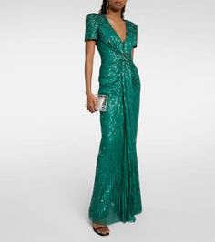 Elegant Green Sequin Fabric, Glamorous Elastane Dress For Gala, Glamorous Evening Dresses With Elastane, Glamorous Evening Dresses In Elastane, Formal Fitted Sequin Fabric For Gala, Floor-length Elastane Gown For Party, Fitted Sequin Fabric For Formal Gala, Floor-length Elastane Dress For Party, Sequin Short Dress