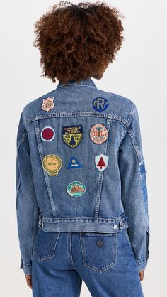 Find RALPH LAUREN Embroidered Patch Denim Trucker Jacket on Editorialist. Fabric: Mid-weight, non-stretch denim. Brand patches at front and back. Distressed details at sleeves. Collared neck. Long sleeves with button cuffs. Button placket. Flap breast pockets. Slant hip pockets. Shell: 77% cotton/23% lyocell. Wash cold. Imported, Mexico. Measurements: Measurements from size S Length: 20in / 51.0cm, from shoulder Patch Denim, Denim Trucker Jacket, Denim Patches, Distressed Denim Jacket, Embroidered Jacket, Trucker Jacket, Embroidered Patch, Button Placket, Embroidered Patches