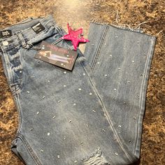 Simple Society Jeans Nwt, Bedazzled On Front From Waist To Bottom Of Leg. Super High Rise, Buttonfly. See Pics For Details. Bedazzled Jeans, Pattern Clothes, Rhinestone Designs Pattern, Jag Jeans, Anthropologie Jeans, Straight Cut Jeans, Mama Style, Embellished Denim, Dark Denim Jeans