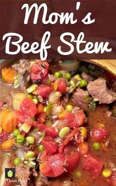 mom's beef stew with tomatoes and peas