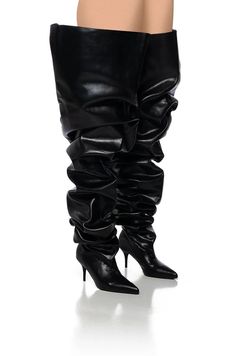 Wide Calf Synthetic Knee-high Boots For Party, Formal Synthetic Knee-high Boots With Pointed Toe, Long Leather Boots, Fur Bucket, Faux Fur Bucket Hat, Fur Bucket Hat, Black Kitten Heels, Azalea Wang, Womens Stilettos