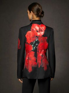 Urban Floral Blazer With Pockets | stylewe Types Of Coats, Floral Blazer, Floral Theme, Modern Floral, Spring Floral, Shoulder Length, Picture Sizes, Spring And Fall, Types Of Sleeves