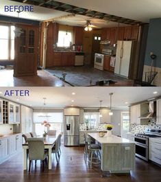 before and after pictures of a kitchen remodel