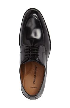 A slightly exaggerated profile emboldens a minimalist oxford crafted of polished fine-grain leather and welted onto a sturdy sole. Lace-up style Leather upper, lining and sole Imported Men's Shoes Timeless Plain Toe Oxford For Derby, Timeless Plain Toe Oxford For Formal Occasions, Timeless Plain Toe Oxford Shoes For Derby, Classic Dress Shoes For Derby, Classic Plain Toe Oxfords For Business Casual, Classic Goodyear Welted Lace-up Shoes For Business Casual, Business Derby Shoes With Goodyear Welted Oxford Material, Office Oxfords With Goodyear Welt And Plain Toe, Classic Plain Toe Oxford For Derby