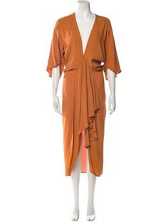 Petar Petrov Wrap DressOrangeThree-Quarter Sleeve with V-NeckConcealed Zip Closure at FrontFit:Dresses by Petar Petrov typically fit true to size. Fitted Silk V-neck Pre-draped Dress, Petar Petrov Dress, Orange Draped Summer Dress, Fall Orange V-neck Midi Dress, Orange V-neck Midi Dress For Evening, Petar Petrov, Orange Rayon V-neck Dress, Silk Clothes, Dress Orange