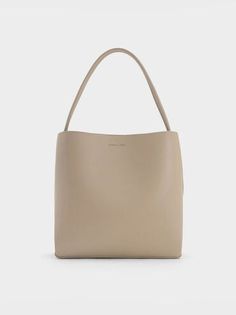 Taupe Leia Tote Bag | CHARLES & KEITH Padded Sandals, Chic Crossbody Bag, Charts For Kids, Size Chart For Kids, Wallet Gifts, Charles Keith, In A Hurry, Mini Tote, Beauty Items