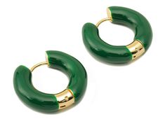 "Stainless Steel Circle Earring Clasps - Green Enamel Thick Hoop Earring -Huggie Hoop Clasp-18K Real Gold Plating Dimensions 0.92\" x 0.84\" x 0.22\" (23.48mm x 21.37mm x 5.54mm) Net Weight: 0.26 oz. 7.31 gr Colors: 18k real gold-plated brass Material: stainless steel Enamel *All Products Are Lead, Nickel And Cadmium Free *You will have a special discount for price and shipping cost about your large orders. *We can also produce your custom and personalized models Please contact us if you have an Everyday Green Circular Earrings, Green 14k Gold Round Hoop Earrings, Green Gold-plated Hoop Jewelry, Green Round Gold-plated Earrings, Green Tarnish-resistant Gold-plated Hoop Earrings, Thick Hoop Earrings, Green Enamel, Circle Earrings, Brass Material