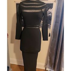 Authentic With Tags Never Worn. Celebrity Designer Zeena Zaki. This Is A Black Long Sleeved Cocktail Dress. Sheer Bodice, On Sleeves, & Around Waist. Perfect For An Event Or Fancy First Date. Size Is Small. Open To All Offers! Will Bundle With Other Items And Ship For Free! Some Celebs That Wear Zeena’s Designs: #Krisjenner #Lanadelrey #Demilovato #Jadapinkett #Evalongoria #Tyrabanks #Nicolesherzinger #Khloekardashian Black Bodycon Maxi Dress For Going Out, Black Long Sleeve Mesh Dress For Party, Black Stretch Mesh Dress For Cocktail, Stretch Black Mesh Dress For Cocktail, Bodycon Maxi Dress With Sheer Sleeves For Night Out, Black Maxi Bodycon Dress For Night Out, Black Long Sleeve Midi Dress For Cocktail, Black Mesh Dress With Sheer Sleeves For Date Night, Black Long Sleeve Mesh Dress For Date Night