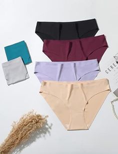 The Seamless Underwear collection boasts premium, soft, and stretchy fabrics, complete with a 100% cotton lining for breathability and hygiene. These panties are designed for utmost comfort and a 'barely there' feel, making them perfect for all-day wear. With their one-piece bikini cut, low-rise waist, and tagless design, they won't slip or ride up, whether you're going about your daily activities or working outDepartment ‏ : ‎ Women’s Date First Available ‏ : ‎ August 18, 2022 : ASIN ‏ : ‎ B0B8 Soft Stretch Intimate Briefs, Seamless Stretch Slip For Summer, Seamless Stretch Summer Slip, Daily Activities, 6 Packs, 6 Pack, Low Rise, Desi, One Piece