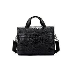 #Color_Black Modern Business Shoulder Bag With Crocodile Pattern, High-end Black Briefcase With Top Handle, High-end Black Top Handle Briefcase, High-end Black Briefcase, Luxury Black Satchel Briefcase, High-end Black Rectangular Briefcase, High-end Business Shoulder Bag With Leather Lining, Classic Leather Shoulder Bag With Crocodile Pattern, Luxury Black Satchel For Business Trips