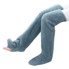 The size of the clothes are relatively smaller, it is recommended to choose a larger size Lovskoo Men's Women's Teddy Legs Socks Over Knee High Fuzzy Plush Slipper Stockings Furry Long Leg Warmers Winter Home Sleeping Blue Features: Keeping your legs warm will make your whole body feel warmer! This is a home leg warmer that can keep your legs warm! This is a rare product for people who feel cold when their legs and feet are hard to fall asleep!The body feels soft and in length. These wool trouse Winter Cozy Home, Long Leg Warmers, Sleeping Socks, Thigh High Leg Warmers, Over Knee Socks, Plaid And Leopard, Fluffy Socks, Winter Plaid, Leg Warmer