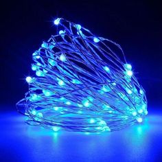 blue fairy lights on a dark background