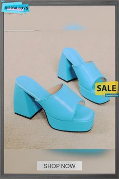 Sandals Spring Square Toe Solid Color Block Heel Sandals Women's Plus Size Women's Shoes Blue Toe Post Sandals For Party, Blue Toe Post Party Sandals, Blue Open Toe Wedge Sandals For Party, Color Block Heels, Wedges Shoes, Spring Sandals, Shoes Heel, Block Heel Sandals, Shoes Heels Wedges