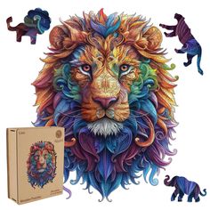 an image of a lion and its cubs on the cover of a coloring book with other animals surrounding it