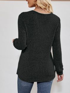 V-Neck Ribbed Long Sleeve Top – BELLATRENDZ Solid Ribbed Stretch Top, Ribbed Solid Stretch Tops, Solid Stretch Ribbed Tops, Stretch Solid Ribbed Top, Casual Ribbed High-stretch Knit Top, Casual High-stretch Ribbed Knit Top, Solid Ribbed Tops For Winter, Casual High Stretch Sweater, Gray Ribbed Scoop Neck Top