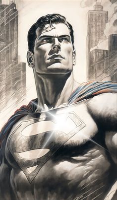 a drawing of a man in a superman suit