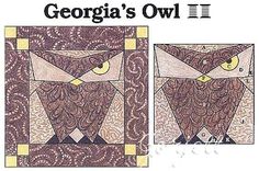 an owl is shown in three different patterns