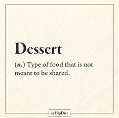 a piece of paper that has some type of food on it with the words desert