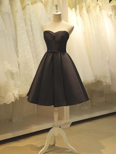 Homecoming Dresses Knee Length, Satin Formal Dress, Knee Length Cocktail Dress, Prom Dresses Elegant, Black Homecoming Dress, Satin Homecoming Dress, Elegant Prom Dresses, Sweetheart Prom Dress, School Dance