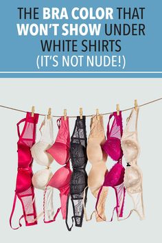 Nude isn't the only color of bras that don't show under white shirts. Be prepared to have your mind blown by this genius wardrobe trick. Bras To Wear Under White Shirts, Red Bra Under White Shirt, What Color Bra To Wear Under White Shirt, Best T Shirt Bra, What To Wear Under White Pants, What To Wear Under White Shirt, T-shirt Bra, White Shirt Outfit Women, Fix Bra