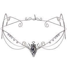 PRICES MAY VARY. Unique design: The headband is opened with silver wire, and the overall shape presents a unique V-shape. The crown is made of multiple elegant silver curves. The overall shape design is simple and smooth, with a full sense of quality. The center of the headband features an antique silver base and rhinestone hardware. Clever design highlights the wearer’s unique personality Handmade: This braided tiara is handcrafted by CoTeeZa professional team. There may be slight differences i Circlet Crown, Jewelry Headpiece, Elf Tiara, Elf Crown, Silver Fairy, Beaded Crown, Fairy Crown, Medieval Wedding, Silver Tiara